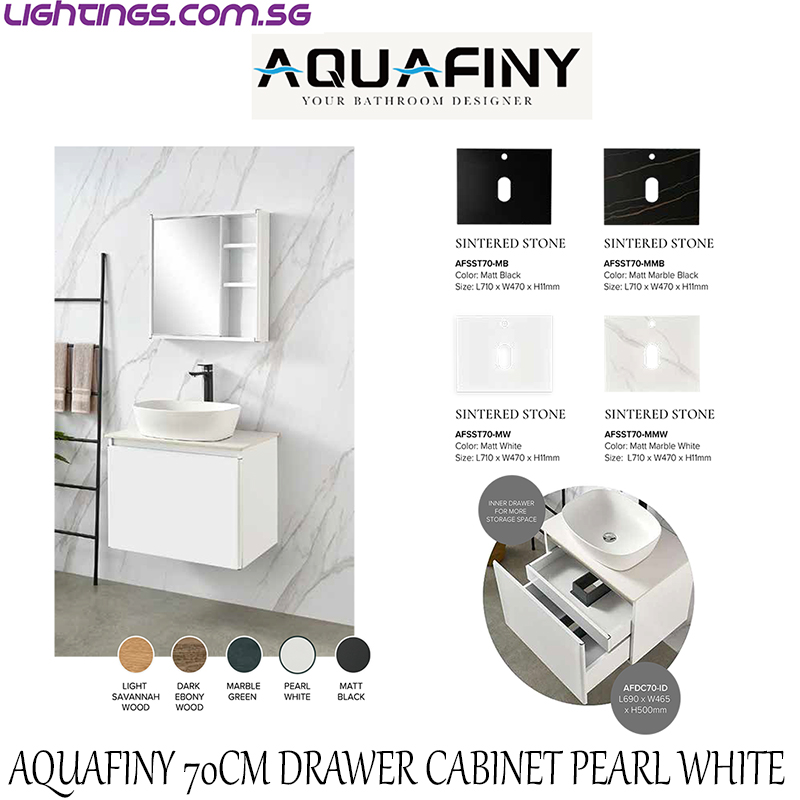 AQUAFINY 70CM DRAWER CABINET PW